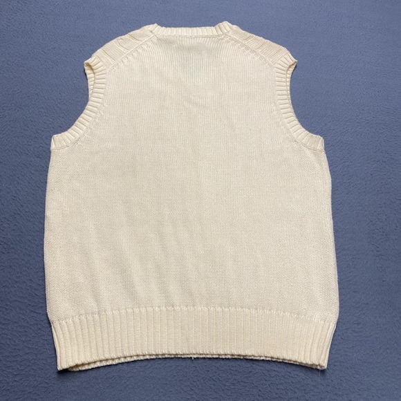 Vintage Heather Loom Sweater Vest Mens Medium White Cable Knit Hong Kong 80s - Picture 5 of 8